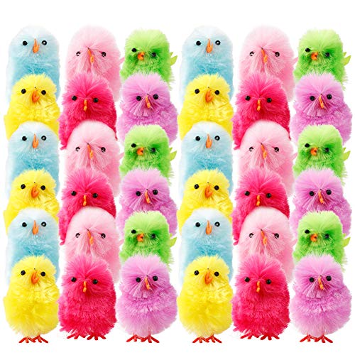 MSUIINT 36-teiliges buntes Mini-Osterkükenset, 3,8 cm, Plüschküken, Oster-Chenille, Küken, niedlich, Osterküken, Baby-Ostereier, Motorhauben-Dekoration für Zuhause, Party von MSUIINT