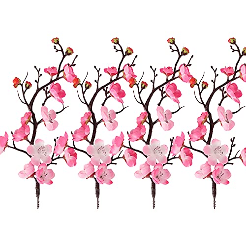 MSUIINT Künstliche Kirschblütenzweige, Blumenstiele, künstliche Pfirsich-Kirschblüten, Dekoration, Seide, 4 Stück von MSUIINT