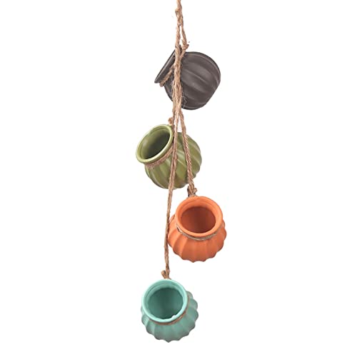 MSUIINT Mini-Blumentöpfe aus Keramik, zum Aufhängen, Wand- oder Deckenmontage, Hängebehälter, für Sukkulenten, Kräuter, Pflanzgefäß für Zimmerpflanzen, 4 Stück von MSUIINT