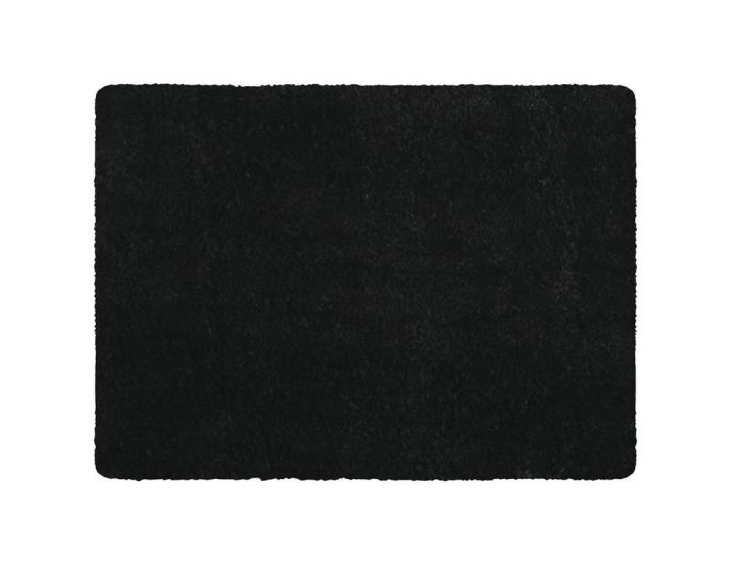 MSV Badematte Badteppich Mikrofaser, Höhe 30 mm, Anti-Rutsch, strapazierfähig, schnell trocknend, langlebig, Polyester, rechteckig, Badteppich, 100% Polyester Mikrofaser, Rutschsichere Unterseite aus Latex, Waschbar 30°, flauschig soft und warm, in 2 Größen und vielen angesagten Trendfarben erhältlich, 40x60 cm, schwarz von MSV