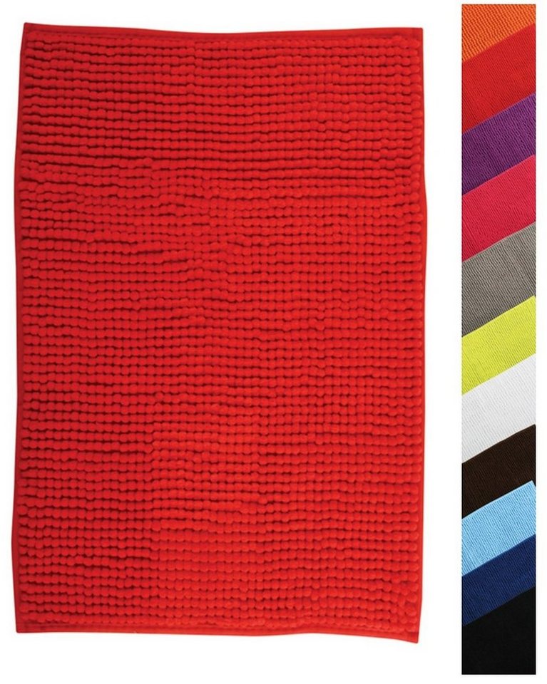 MSV Badematte CHENILLE, Höhe 12 mm, Badteppich, 100% Polyester Microfaser, Anti-Rutsch Beschichtung, mit praktischer Schlaufe zum Aufhängen, Waschbar 30°, Flauschig weich und warm, in 3 Größen erhältlich: 40 x 60, 50 x 80 und 60 x 90, viele angesagte Trendfarben, Polyester Microfaser, rechteckig von MSV
