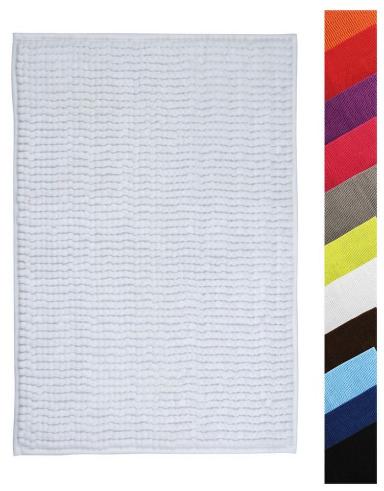 MSV Badematte CHENILLE, Höhe 12 mm, Badteppich, 100% Polyester Microfaser, Anti-Rutsch Beschichtung, mit praktischer Schlaufe zum Aufhängen, Waschbar 30°, Flauschig weich und warm, in 3 Größen erhältlich: 40 x 60, 50 x 80 und 60 x 90, viele angesagte Trendfarben, Polyester Microfaser, rechteckig von MSV