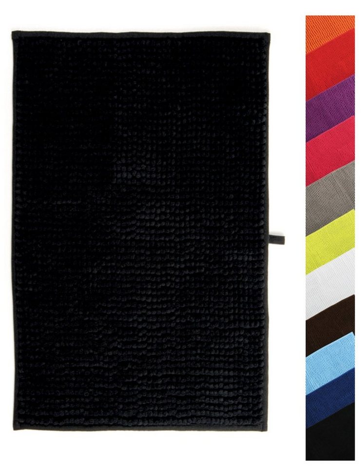 MSV Badematte CHENILLE, Höhe 12 mm, Badteppich, 100% Polyester Microfaser, Anti-Rutsch Beschichtung, mit praktischer Schlaufe zum Aufhängen, Waschbar 30°, Flauschig weich und warm, in 3 Größen erhältlich: 40 x 60, 50 x 80 und 60 x 90, viele angesagte Trendfarben, Polyester Microfaser, rechteckig von MSV