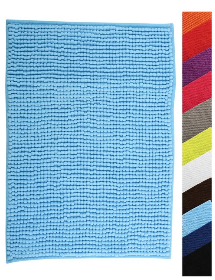 MSV Badematte CHENILLE, Höhe 12 mm, Badteppich, 100% Polyester Microfaser, Anti-Rutsch Beschichtung, mit praktischer Schlaufe zum Aufhängen, Waschbar 30°, Flauschig weich und warm, in 3 Größen erhältlich: 40 x 60, 50 x 80 und 60 x 90, viele angesagte Trendfarben, Polyester Microfaser, rechteckig von MSV