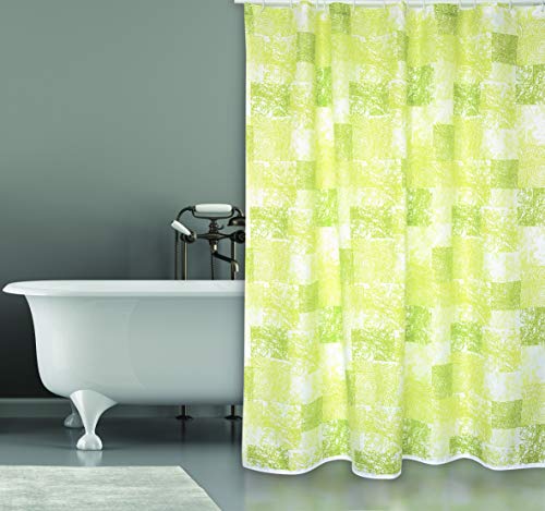 Cotexsa by MSV Premium Anti-Schimmel Textil Duschvorhang - Anti-Bakteriell, waschbar, 100% wasserdicht, mit 12 Duschvorhangringen - Polyester, „Java“ Grün 180x200cm – Made in Spain von MSV