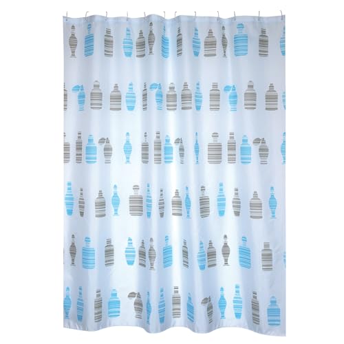 MSV Cotexsa by Premium Anti-Schimmel Textil Duschvorhang - Anti-Bakteriell, waschbar, 100% wasserdicht, mit 12 Duschvorhangringen - Polyester, „Moshi“ Blau Weiß 180x200cm – Made in Spain MSV Cotexsa by Premium Anti-Schimmel Textil Duschvorhang - Anti-Bakteriell, waschbar, 100% wasserdicht, mit 12 Duschvorhangringen - Polyester, „Moshi“ Blau Weiß 180x200cm – Made in Spain von MSV
