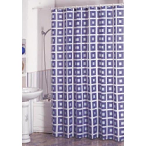 MSV, Duschvorhang, aus Polyester, antibakteriell, mit Ringen, waschbar bei 30 °C, wasserdicht, maschinenwaschbar, quadratisch, Violett, 180 x 200 cm, Kunststoff, 200L X 180H cm (1 Panneaux) von MSV