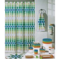 MSV 140264 Duschvorhang Polyester Blase Glas/blau 180 x 200 x 0,1 cm – 12 Ringen von MSV