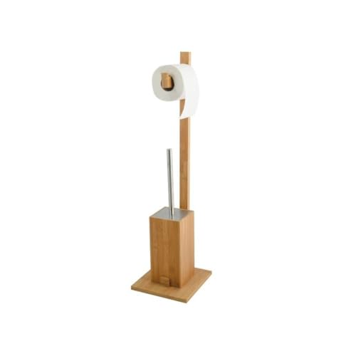 MSV 140632 WC Garnitur aus Bambus Toilettenpapierhalter aus Holz mit separatem Kunststoffbehälter von MSV