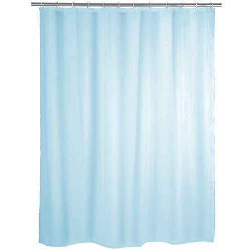 MSV Anti-Schimmel Duschvorhang - Anti-Bakteriell, waschbar, wasserdicht, mit 12 Duschvorhangringen - Polyester, „Hellblau“ 240x200cm von MSV