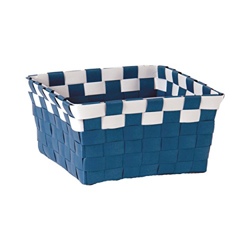 MSV Aufbewahrungskörbchen Aufbewahrungskorb Aufbewahrungsbox Organizer Badkorb 19x14x8 cm - Blau/Weiß von MSV