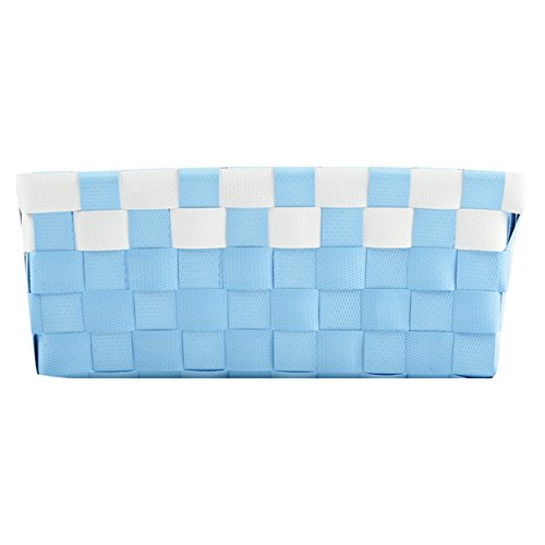 MSV Aufbewahrungskörbchen Aufbewahrungskorb Aufbewahrungsbox Organizer Badkorb 19x14x8 cm - Pastellblau/Weiß von MSV