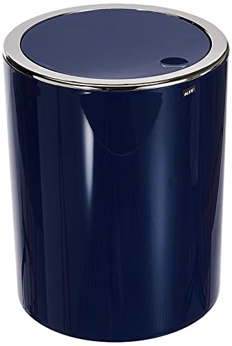 MSV Bad Serie Aspen Design Kosmetikeimer Bad Treteimer Schwingdeckeleimer Abfallbehälter mit Schwingdeckel 6 Liter (ØxH): ca. 18,5 x 26 cm Pastell Dunkelblau von MSV