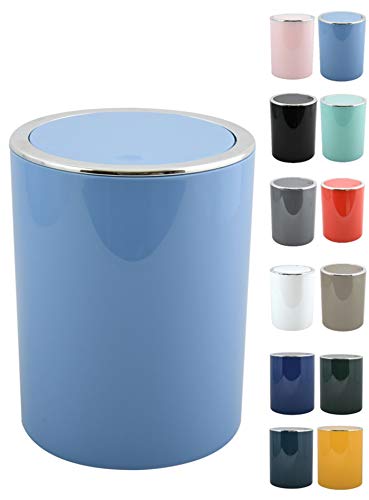 MSV Bad Serie Aspen Design Kosmetikeimer Bad Treteimer Schwingdeckeleimer Abfallbehälter mit Schwingdeckel 6 Liter (ØxH): ca. 18,5 x 26 cm Pastell Blau von MSV