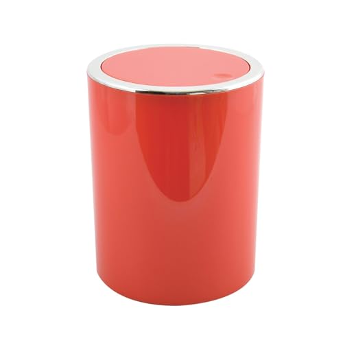 MSV Bad Serie Aspen Design Kosmetikeimer Bad Treteimer Schwingdeckeleimer Abfallbehälter mit Schwingdeckel 6 Liter (ØxH): ca. 18,5 x 26 cm Rot von MSV