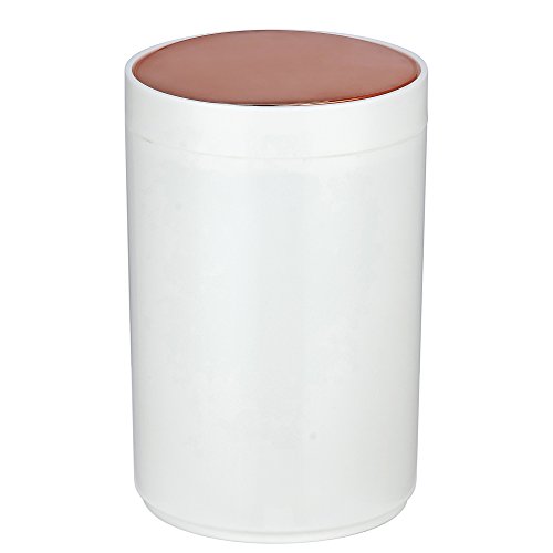 MSV Bad Serie Lena Design Kosmetikeimer Bad Treteimer 5 Liter (ØxH): ca. 18,5 x 26,3 cm Weiß/Kupfer von MSV