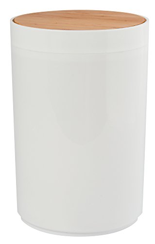 MSV Bad Serie Oslo Design Kosmetikeimer Bad Treteimer Abfalleimer Papierkorb Mülleimer 5 Liter (ØxH): weiß Bambus von MSV