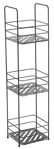 MSV Badregal mit 3 Ablagen Badezimmerregal Standregal Küchenregal Aufbewahrung - Metall schwarz matt von MSV
