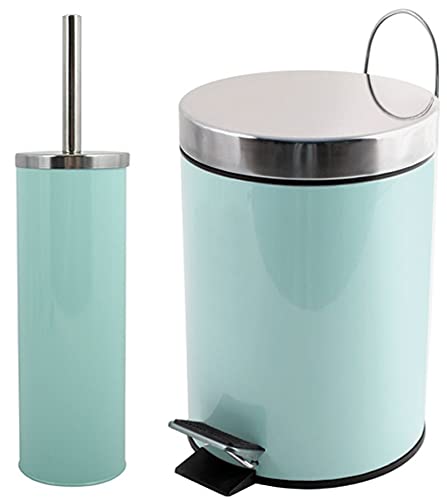 MSV Badset 2 TLG. Kosmetikeimer Abfalleimer Mülleimer und WC Bürste Toilettenbürste Klobürste Pastellgrün von MSV