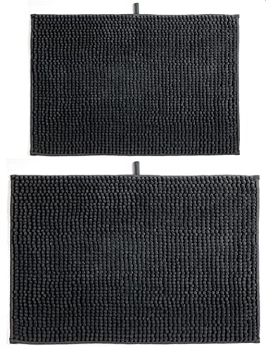 MSV Chenille Badvorleger Langflor Badvorleger Set 2 teilig 40x60 cm + 60x90 cm Grau von MSV