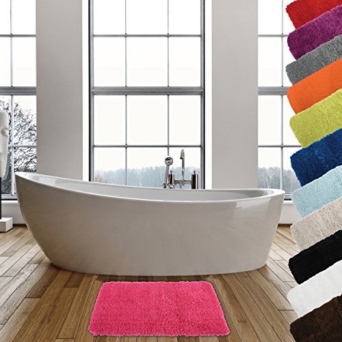 MSV Badteppich Badematte Badvorleger Duschvorleger Mikrofaser Hochflor flauschig 50x70 cm – Pink von MSV