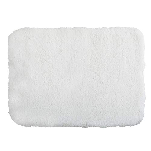 MSV Badteppich Badematte Badvorleger Duschvorleger Mikrofaser Hochflor flauschig 50x70 cm – Weiß von MSV