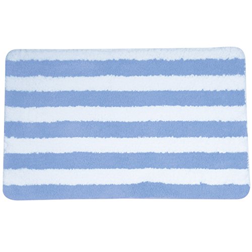 MSV Badteppich Badematte Badvorleger Duschvorleger Mikrofaser Hochflor flauschig 50x80 cm – Pastellblau von MSV