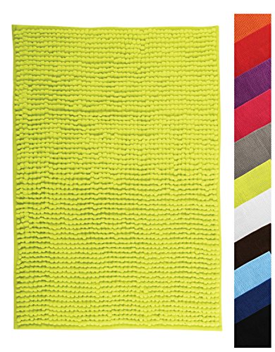 MSV Badteppich Badvorleger Duschvorleger Chenille Hochflor Badematte 40x60 cm – Grün von MSV