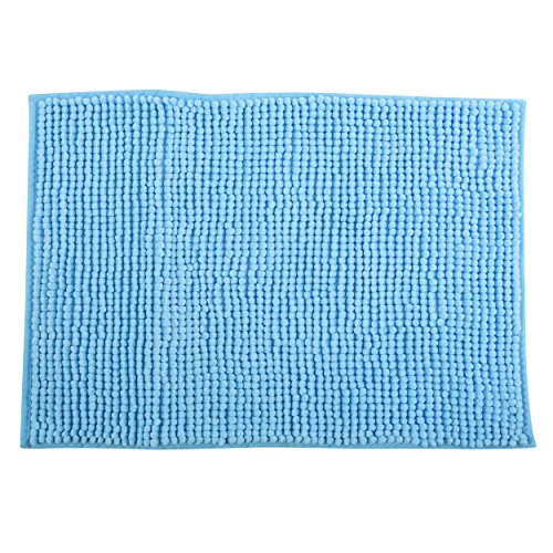 MSV Badteppich Badvorleger Duschvorleger Chenille Hochflor Badematte 40x60 cm – Hellblau von MSV