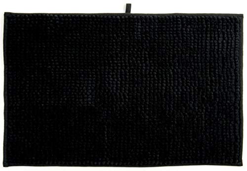 MSV Badteppich Badvorleger Duschvorleger Chenille Hochflor Badematte 40x60 cm – Schwarz von MSV