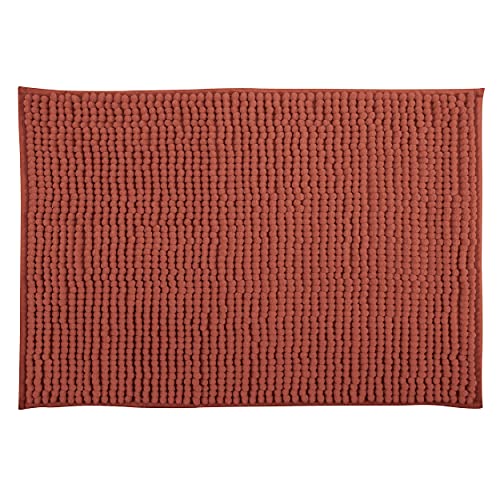 MSV Badteppich Badvorleger Duschvorleger Chenille Hochflor Badematte 40x60 cm – Terracotta Rot von MSV