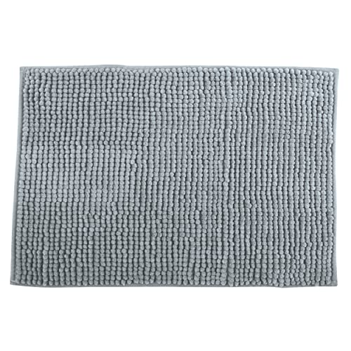 MSV Badteppich Badvorleger Duschvorleger Chenille Hochflor Badematte 50x80 cm – Hellgrau von MSV