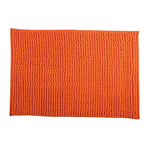 MSV Badteppich Badvorleger Duschvorleger Chenille Hochflor Badematte 50x80 cm – Orange von MSV