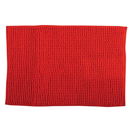 MSV Badteppich Badvorleger Duschvorleger Chenille Hochflor Badematte 50x80 cm – Rot von MSV
