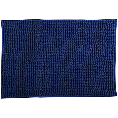 MSV Badteppich Badvorleger Duschvorleger Chenille Hochflor Badematte 60x90 cm – Blau von MSV