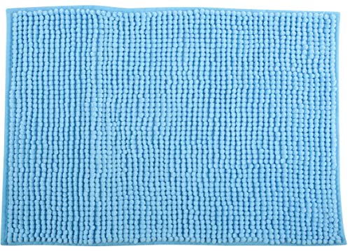 MSV Badteppich Badvorleger Duschvorleger Chenille Hochflor Badematte 60x90 cm – Hellblau von MSV