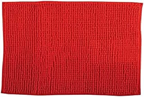 MSV Badteppich Badvorleger Duschvorleger Chenille Hochflor Badematte 60x90 cm – Rot von MSV