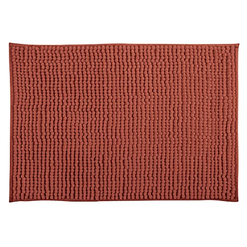 MSV Badteppich Badvorleger Duschvorleger Chenille Hochflor Badematte 60x90 cm – Terracotta Rot von MSV