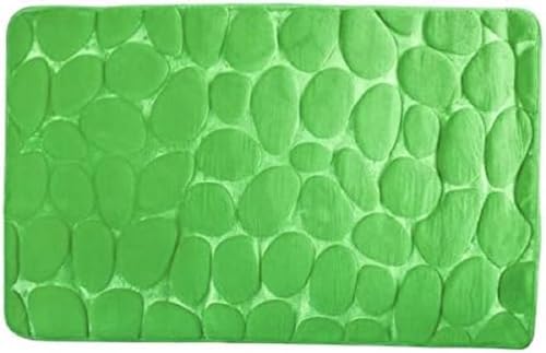 MSV Badteppich Badvorleger Duschvorleger Kieselstein Badematte waschbar, schnelltrocknend, rutschfest 40x60 cm – Basil Grün von MSV