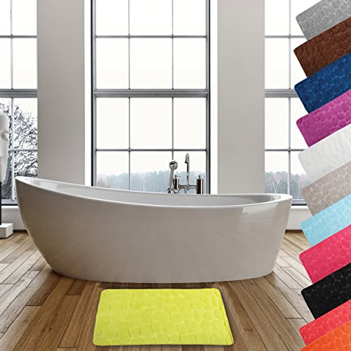MSV Badteppich Badvorleger Duschvorleger Kieselstein Badematte waschbar, schnelltrocknend, rutschfest 40x60 cm – Grün von MSV