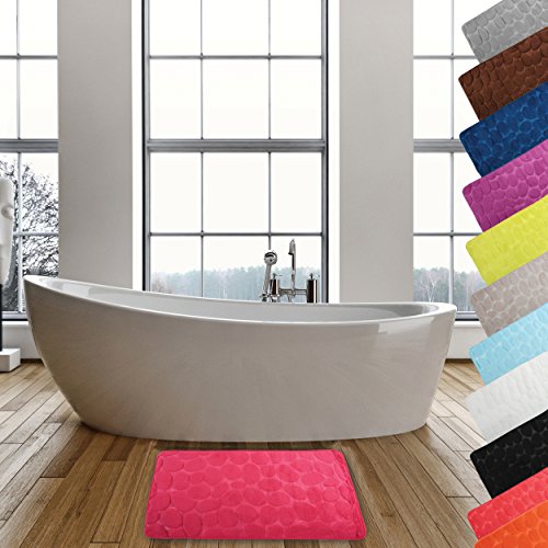 MSV Badteppich Badvorleger Duschvorleger Kieselstein Badematte waschbar, schnelltrocknend, rutschfest 40x60 cm – Pink MSV Badteppich Badvorleger Duschvorleger Kieselstein Badematte waschbar, schnelltrocknend, rutschfest 40x60 cm – Pink von MSV