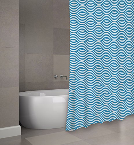 MSV Cotexsa by Premium Anti-Schimmel Duschvorhang - Anti-Bakteriell, 100% wasserdicht, mit 12 Duschvorhangringen - „Wave“ Blau 180x200cm MSV Cotexsa by Premium Anti-Schimmel Duschvorhang - Anti-Bakteriell, 100% wasserdicht, mit 12 Duschvorhangringen - „Wave“ Blau 180x200cm von MSV