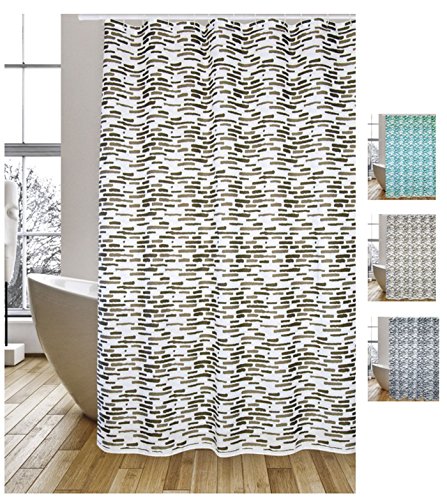 MSV Cotexsa by Premium Anti-Schimmel Textil Duschvorhang - Anti-Bakteriell, waschbar, 100% wasserdicht, mit 12 Duschvorhangringen - Polyester, „Loft“ Braun, Weiß 180x200cm – Made in Spain von MSV