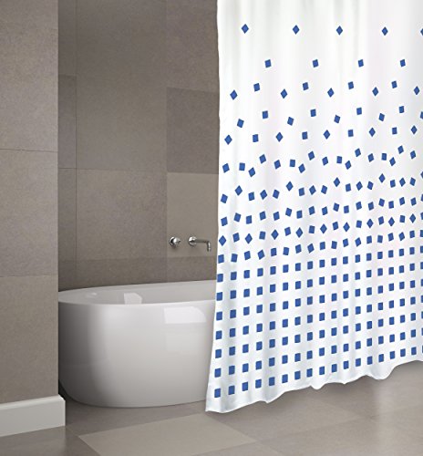 MSV Cotexsa by Premium Anti-Schimmel Textil Duschvorhang - Anti-Bakteriell, waschbar, 100% wasserdicht, mit 12 Duschvorhangringen - Polyester, „Thika“ Blau, Weiß 180x200cm – Made in Spain MSV Cotexsa by Premium Anti-Schimmel Textil Duschvorhang - Anti-Bakteriell, waschbar, 100% wasserdicht, mit 12 Duschvorhangringen - Polyester, „Thika“ Blau, Weiß 180x200cm – Made in Spain von MSV