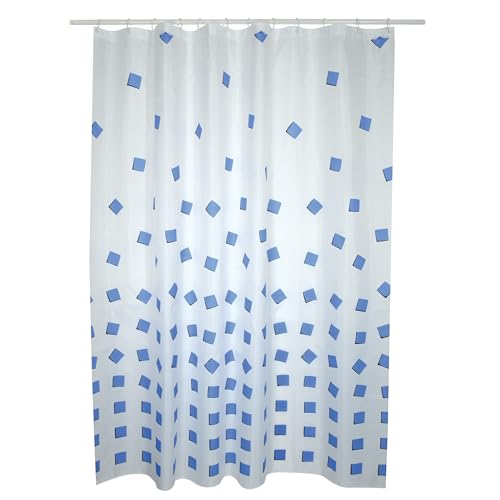 MSV Cotexsa by Premium Anti-Schimmel Textil Duschvorhang - Anti-Bakteriell, waschbar, 100% wasserdicht, mit 12 Duschvorhangringen - Polyester, „Thika“ Blau, Weiß 180x200cm – Made in Spain MSV Cotexsa by Premium Anti-Schimmel Textil Duschvorhang - Anti-Bakteriell, waschbar, 100% wasserdicht, mit 12 Duschvorhangringen - Polyester, „Thika“ Blau, Weiß 180x200cm – Made in Spain von MSV