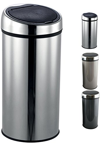 MSV Design Treteimer Abfalleimer Mülleimer mit Inneneimer geruchsdicht - 30 Liter - mit Touch Automatik und Inneneimer Silber von MSV