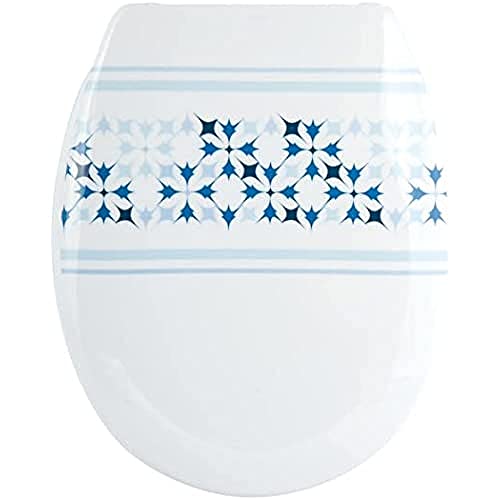 MSV Design WC Sitz abnehmbar, Absenkautomatik, Fast Fix/Schnellbefestigung, Befestigung mit Knopfdruck, Toilettensitz WC Deckel Klobrille"Malta" Blau, Weiß von MSV