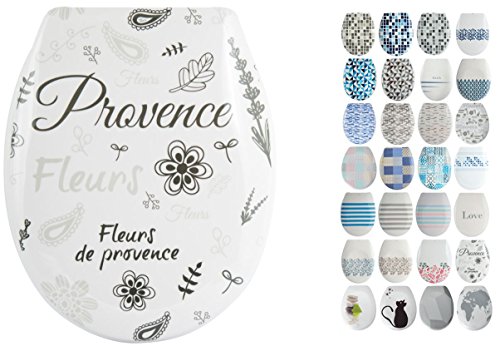 MSV Design WC Sitz abnehmbar, Absenkautomatik, Fast Fix/Schnellbefestigung, Befestigung mit Knopfdruck, Toilettensitz WC Deckel Klobrille "Provence" Schwarz, Weiß MSV Design WC Sitz abnehmbar, Absenkautomatik, Fast Fix/Schnellbefestigung, Befestigung mit Knopfdruck, Toilettensitz WC Deckel Klobrille "Provence" Schwarz, Weiß von MSV