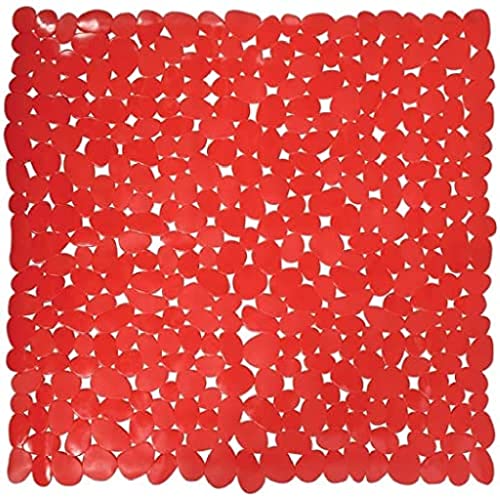 MSV Duschmatte Badematte Duscheinlage antibakteriell rutschfest mit Saugnäpfen - Rot - ca. 53 x 53 cm von MSV