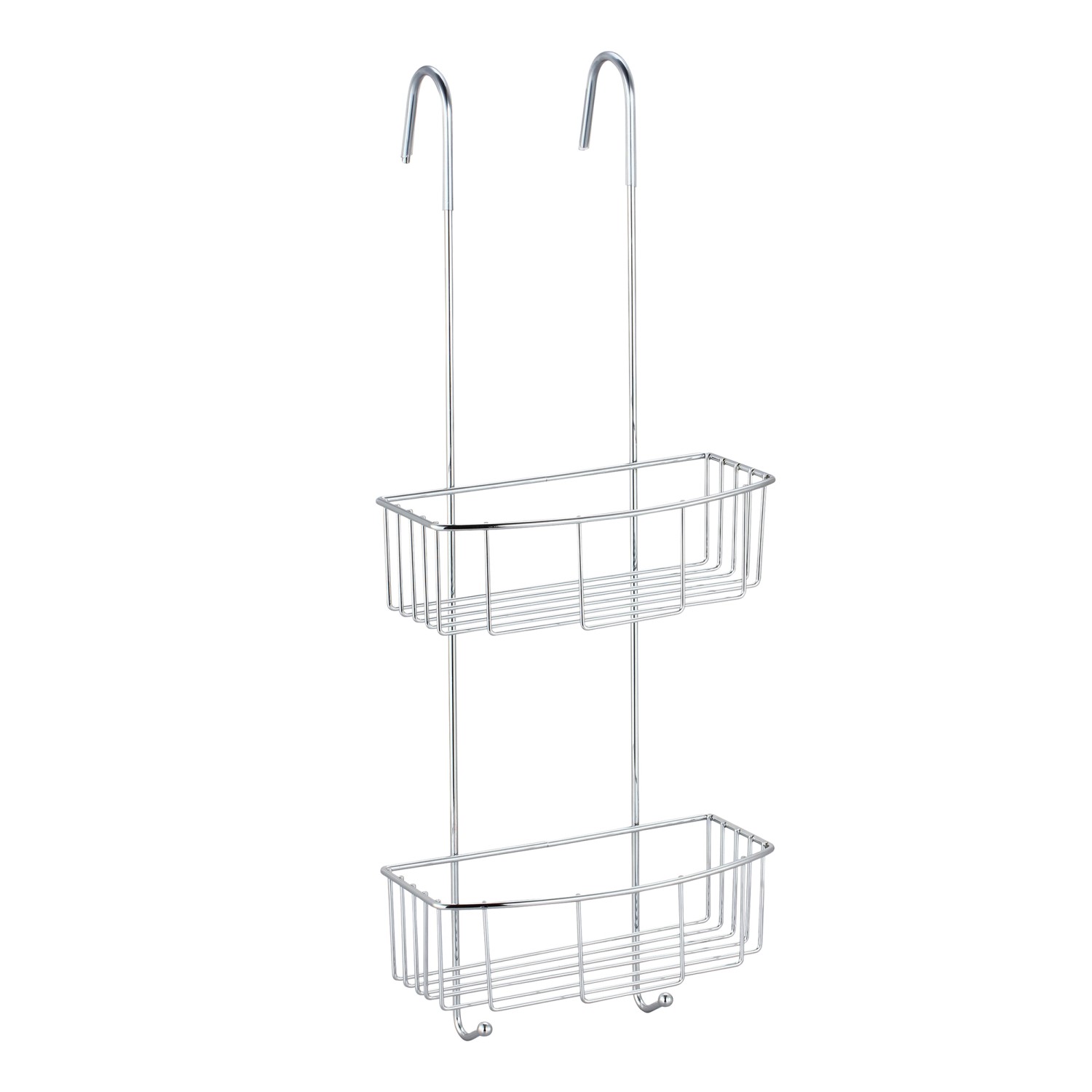 MSV Duschregal Lexie mit 2 Körben und 2 Haken Aluminium 23 cm x 19 cm x 60 cm von MSV